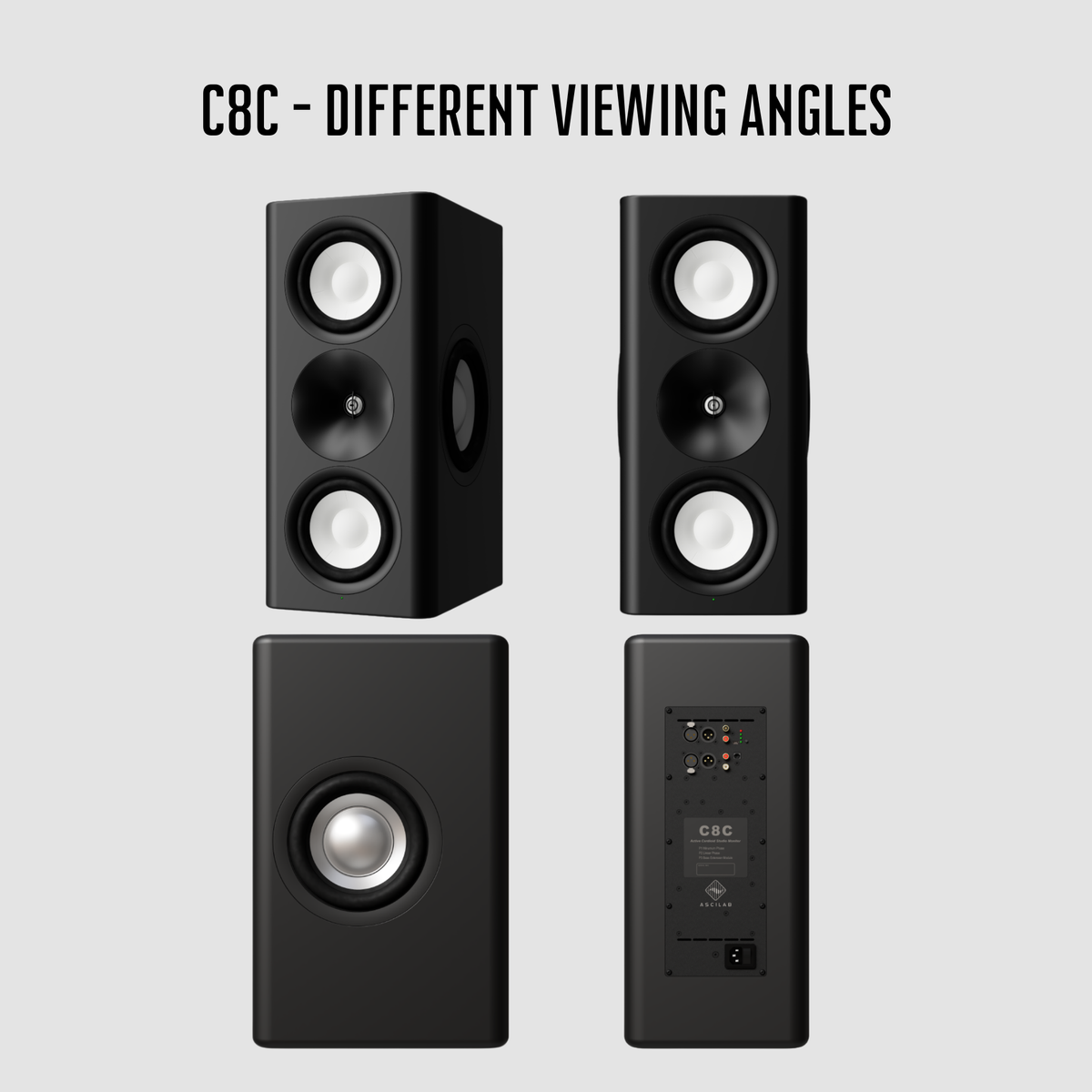 AsciLab C8C / BX8C Cardioid Active Speakers and Bass Stand (Pair) PREO ...